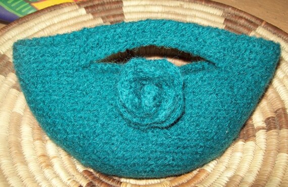 Tiny Turquoise Tote Bag. Felted Wool.