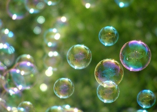 Wonder - 5x7 Fine Art Photograph - Bubbles on Green