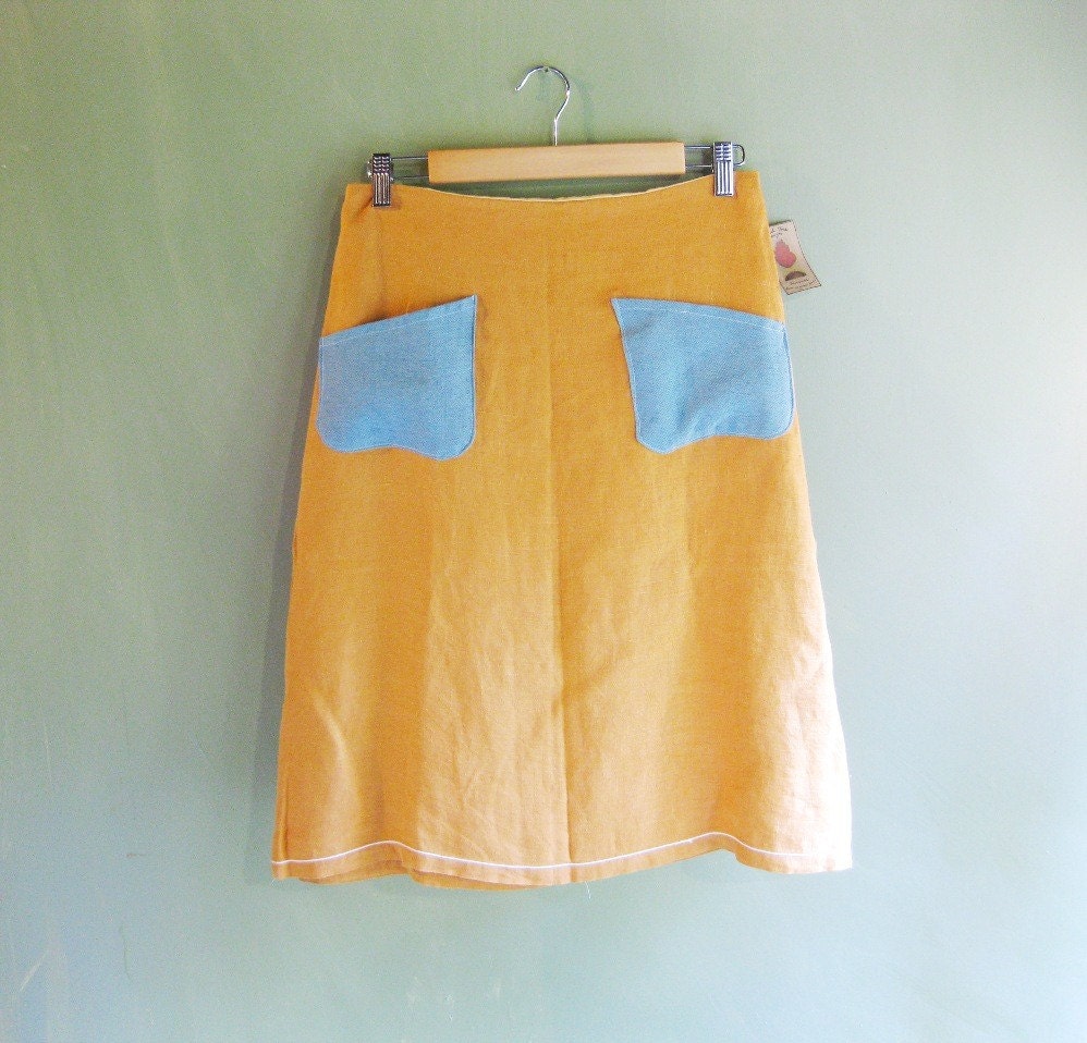 Eco friendly linen burnt-orange skirt - medium