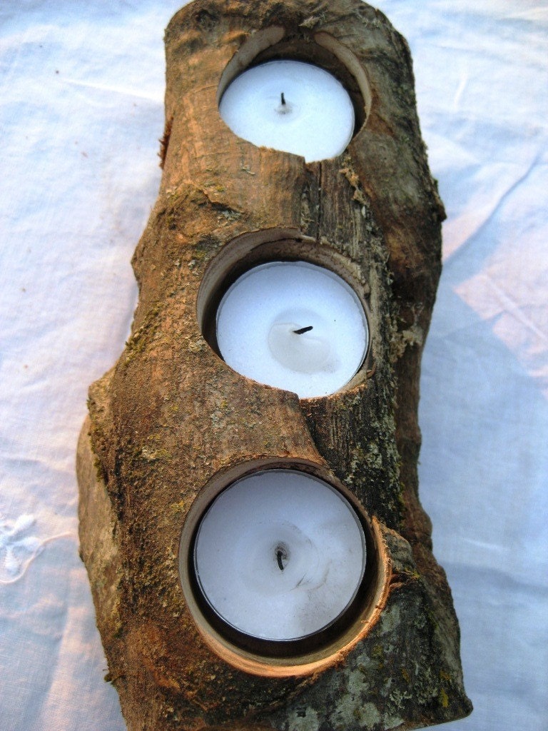 Medium Wood Candle Holder