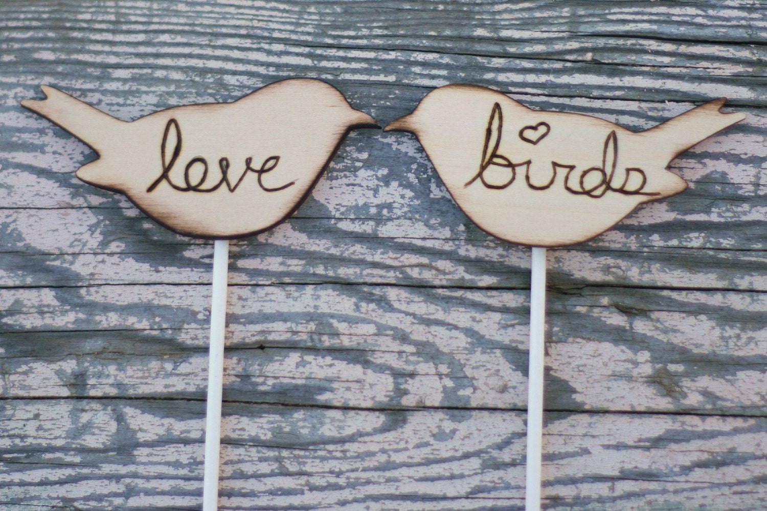 Love Birds Cupcake Cake Toppers Rustic Woodland Fall Winter Autumn Wedding Country Lake Cottage CHIC