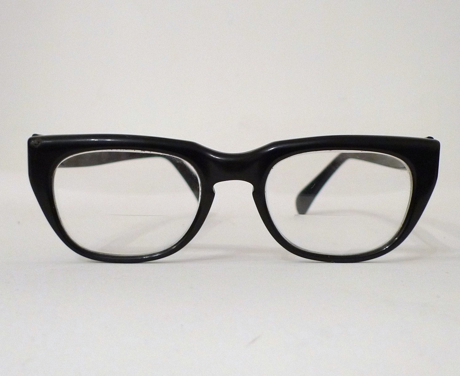 Black Horn Rimmed USA Eyeglasses, Sixties, Classic Mad Men, Birth Control Prescription Eye Glass Frames 1950s 1960s