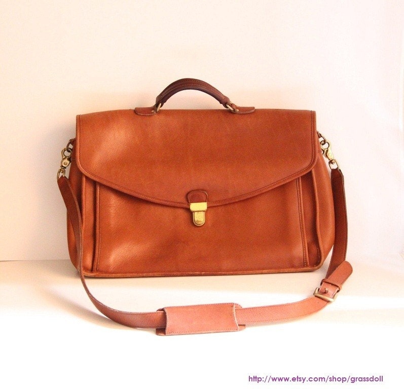 Vintage Coach Caramel brown  color leather briefcasae