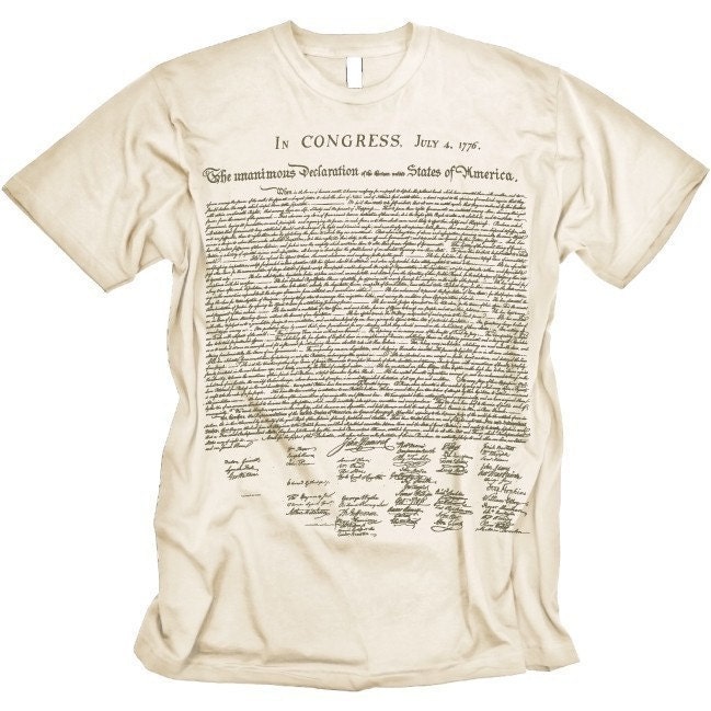 Declaration Independance TShirt History Text Tee MENS Shirt