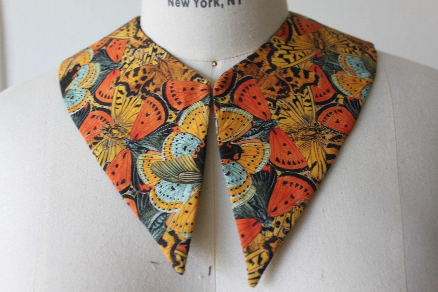 Orange butterfly print collar