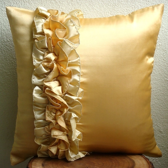 Vintage Honey - Throw Pillow Covers - 16x16 Inches Satin Pillow Cover with Ruffles