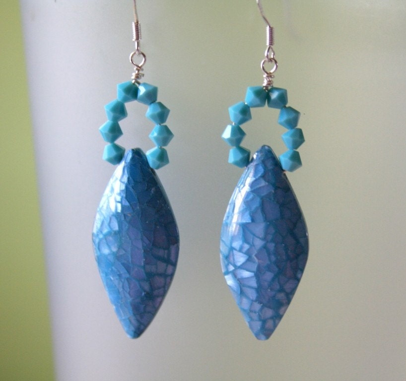 Crystal Blue Shell Eco Earrings