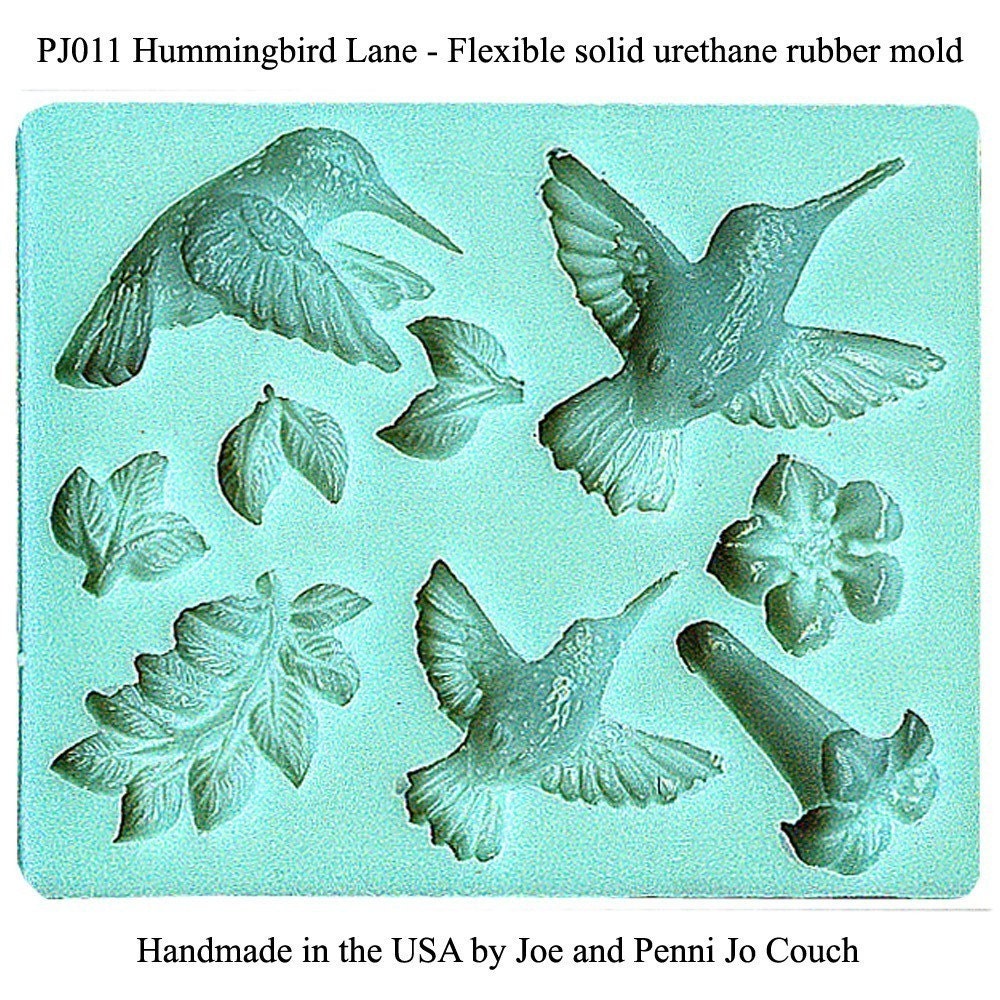 PJ011 Hummingbirds and Trumpet Vine Polymer clay mold