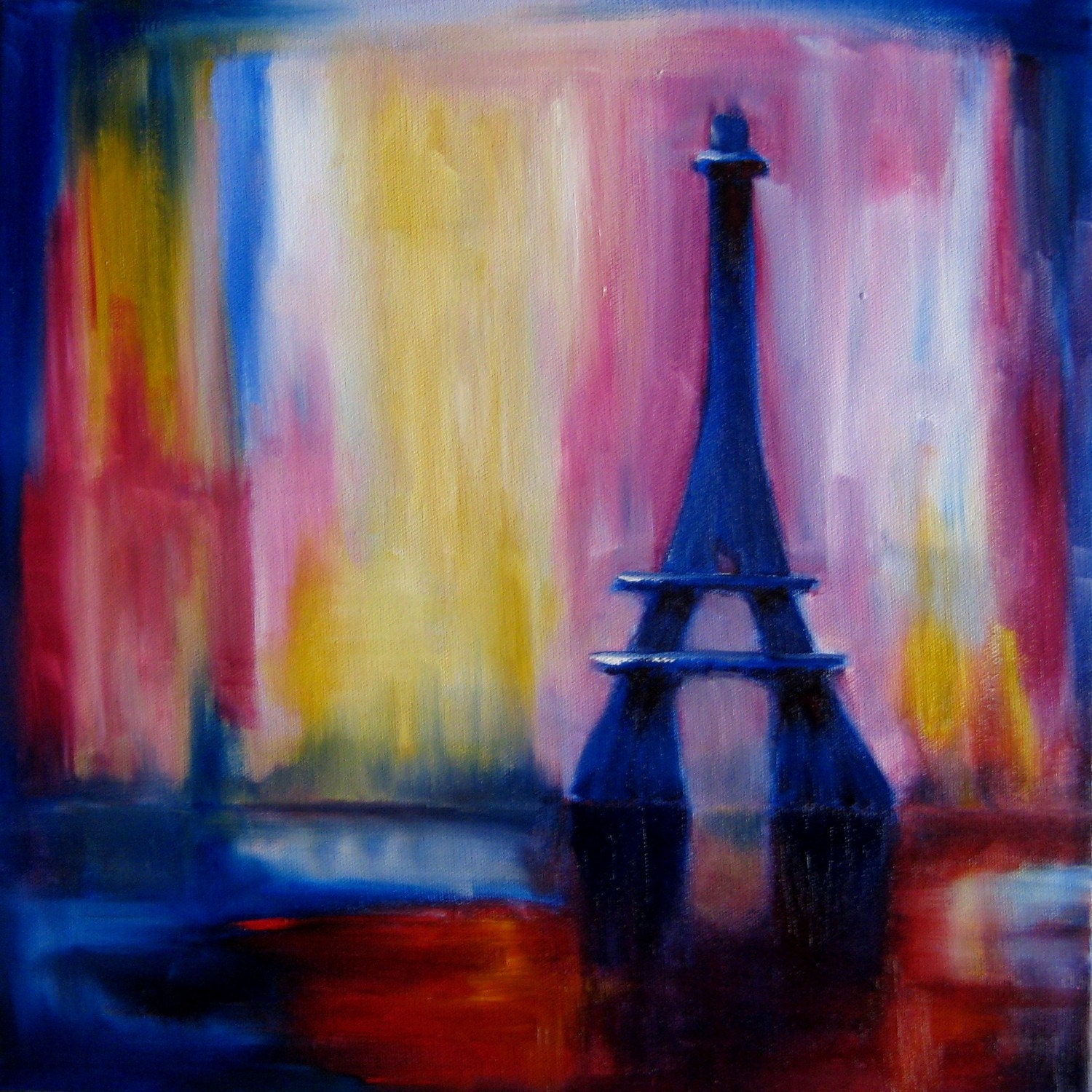 A Dream of Paris - 14x14 inch Original Abstract Oil Painting