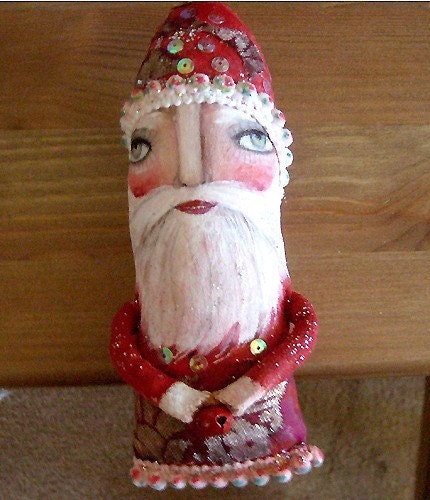 Santa Claus original Folk Art hand made doll - ornament OOAK