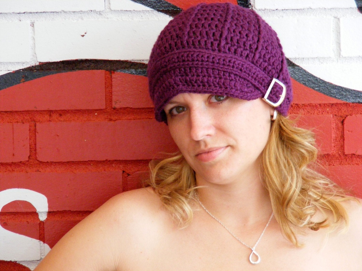Silk and Bamboo Womens Visor Buckle Beanie - Purple Orchid - Great Chemo Hat