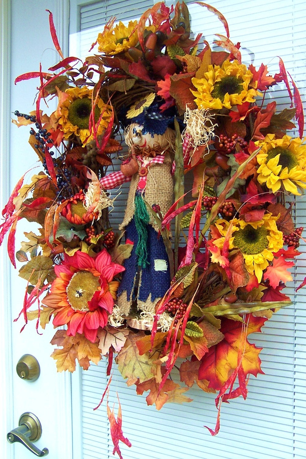FALL SALE  Silly Sam Scarecrow Fun Fall Wreath