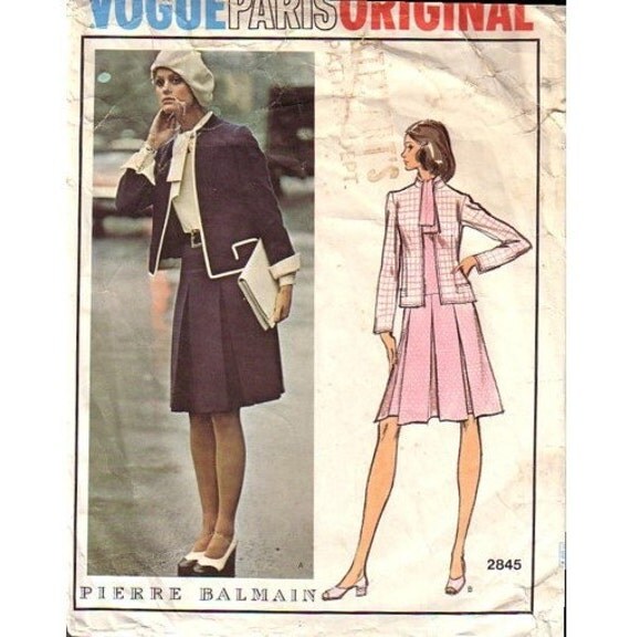 Pierre Balmain Dresses. Pierre Balmain Dress and Jacket Vogue Paris Original Pattern 2845. From fuzzylizziepatterns
