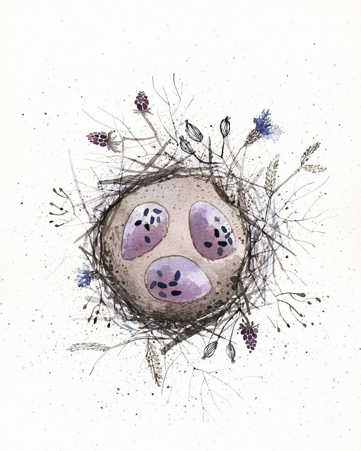 ORIGINAL Nest watercolor painting