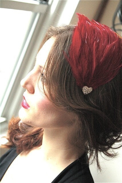 Stunning Red Feathered Fascinator Headband