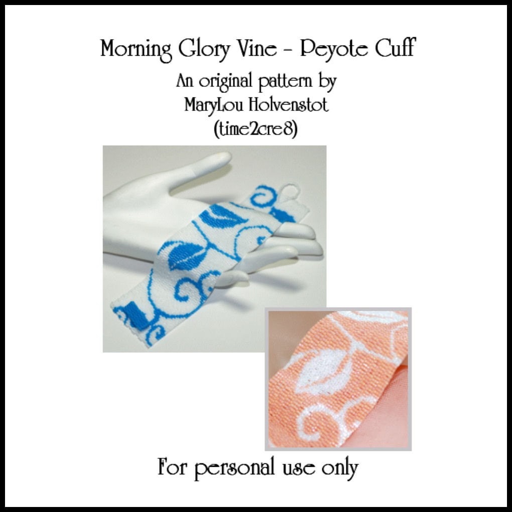 SALE... Morning Glory Vine Peyote Bracelet / Cuff - PDF Pattern for Personal Use Only