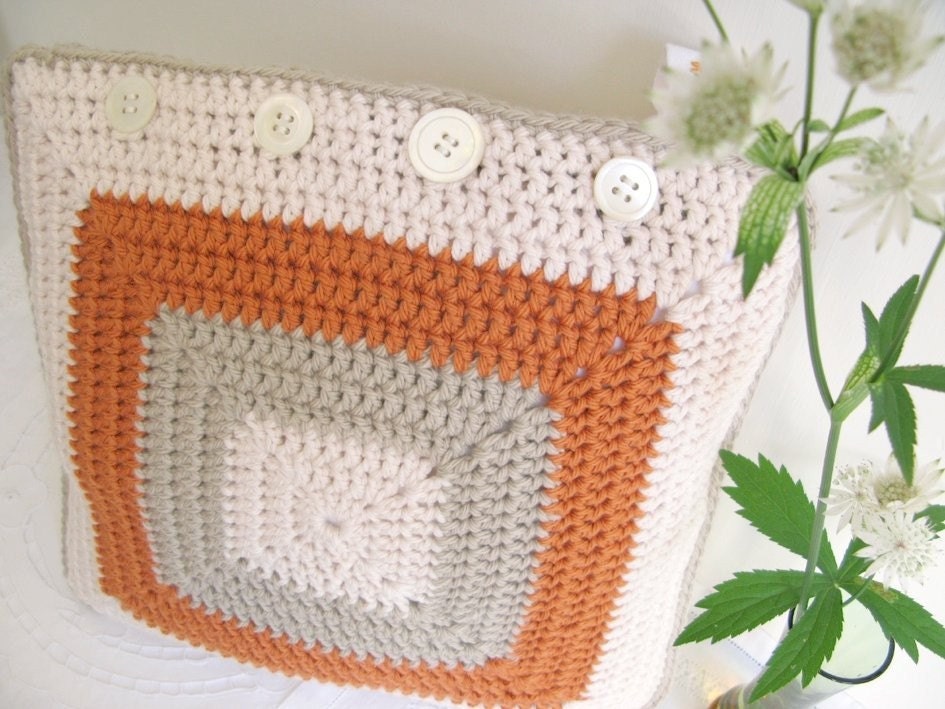 SALE - Agnes... crochet 'granny' cushion cover