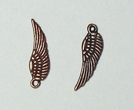 10 Pcs Mini Antique Copper Wing Charm Pendants
