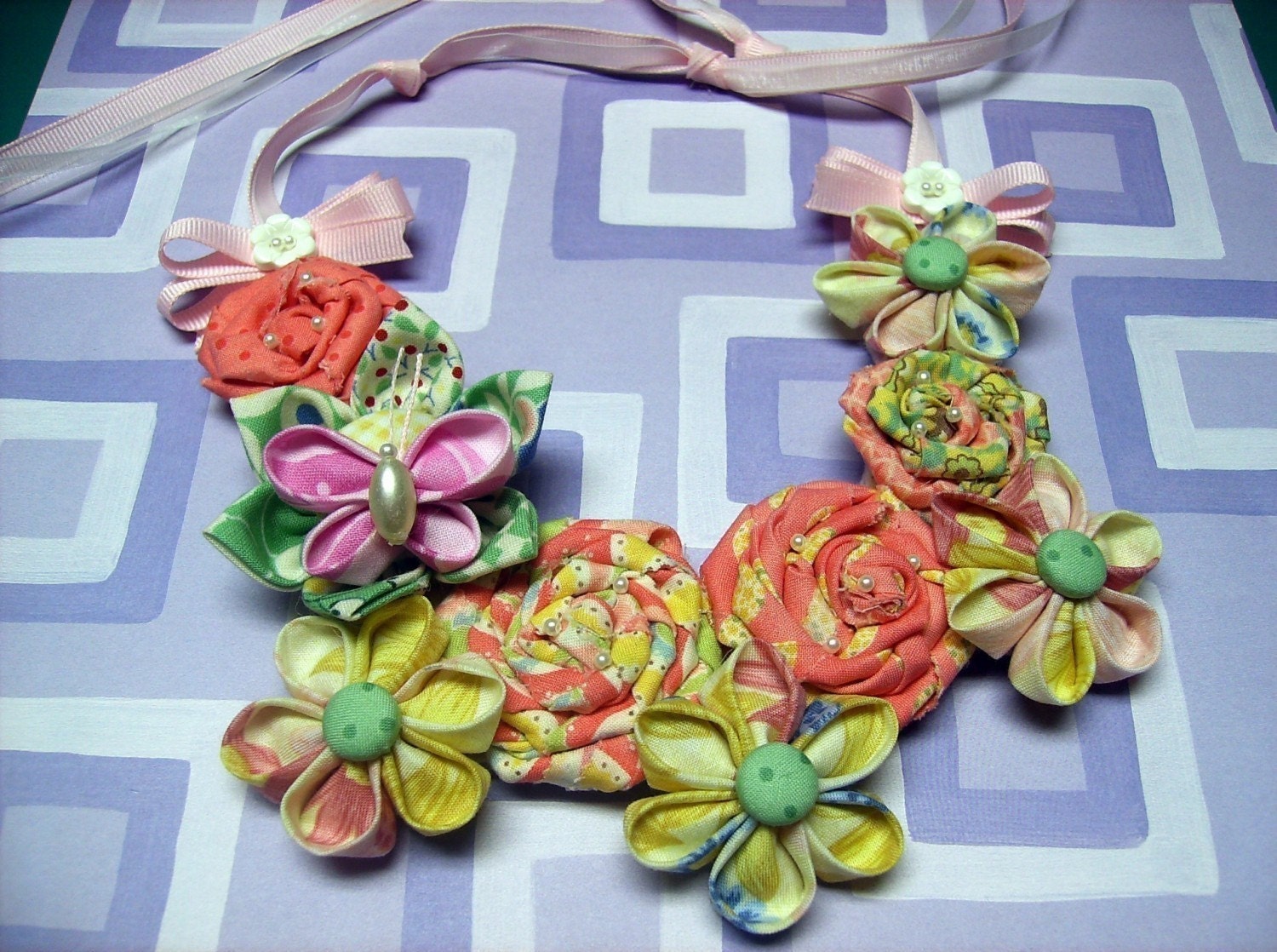 Fabric Flower Bib Necklace...PDF Tutorial...Make Your Own Handmade Statement...Includes All 3 Flowers