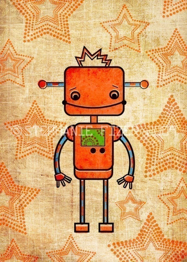 Orange Robot Print