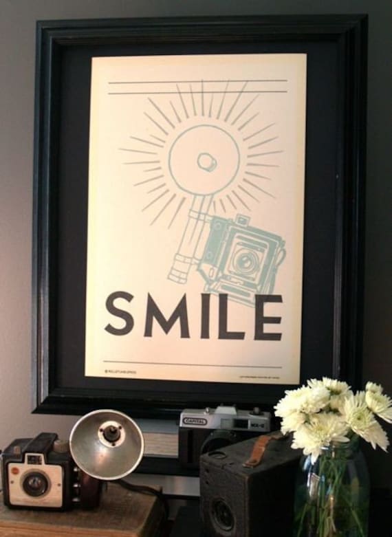 Smile Handprinted Letterpress Poster