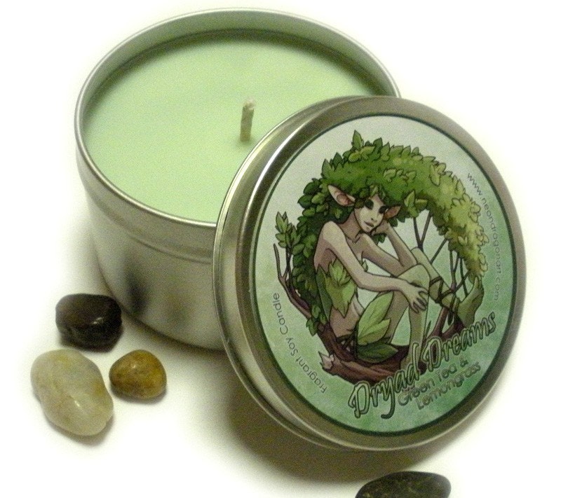 Green Tea and Lemongrass - Dryad Dreams - 8 oz Candle Tin