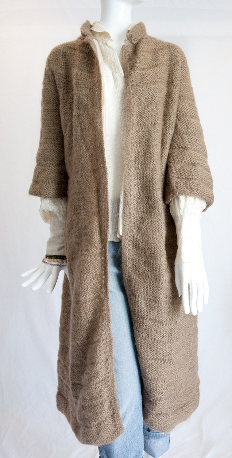 50s Mohair Deep Tan Long Knit Jacket (S)