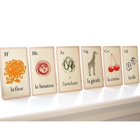 ENGLISH Alphabet Cards in French style - Full Set of 26 NOW IN LARGER 5x7 SIZE