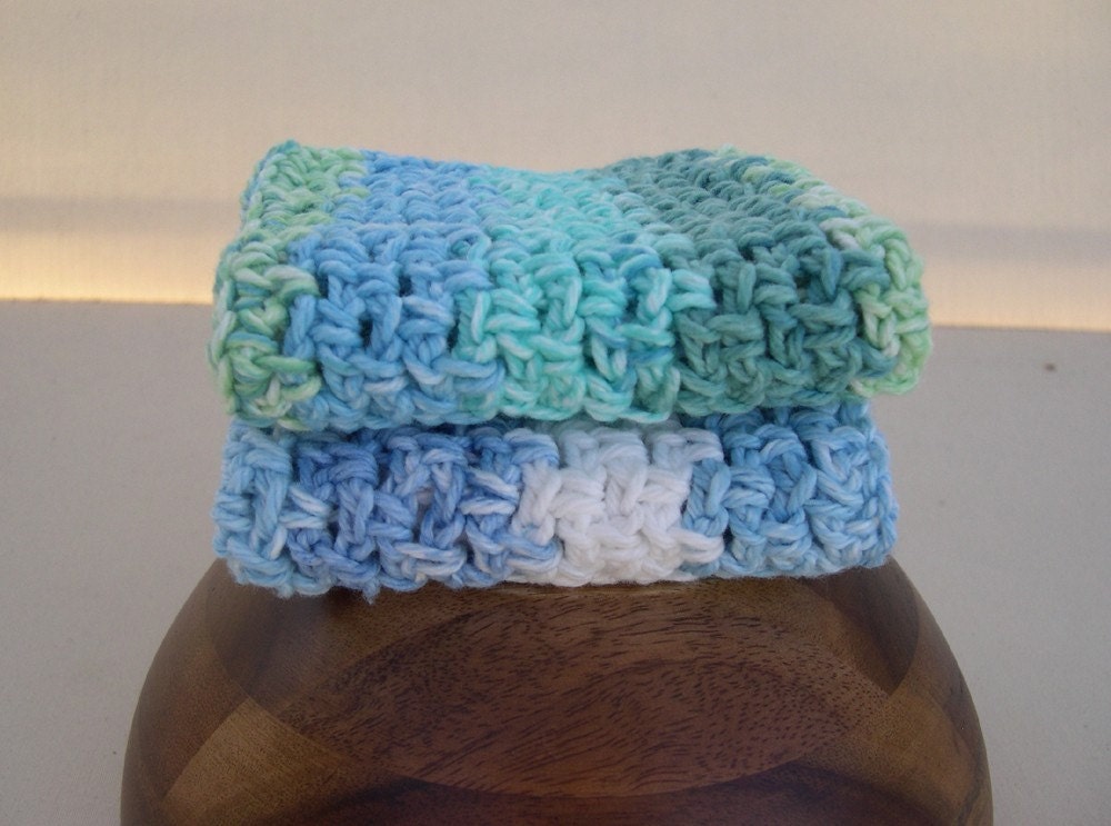 Neptune and Denim Crochet Dishcloths or Washcloths