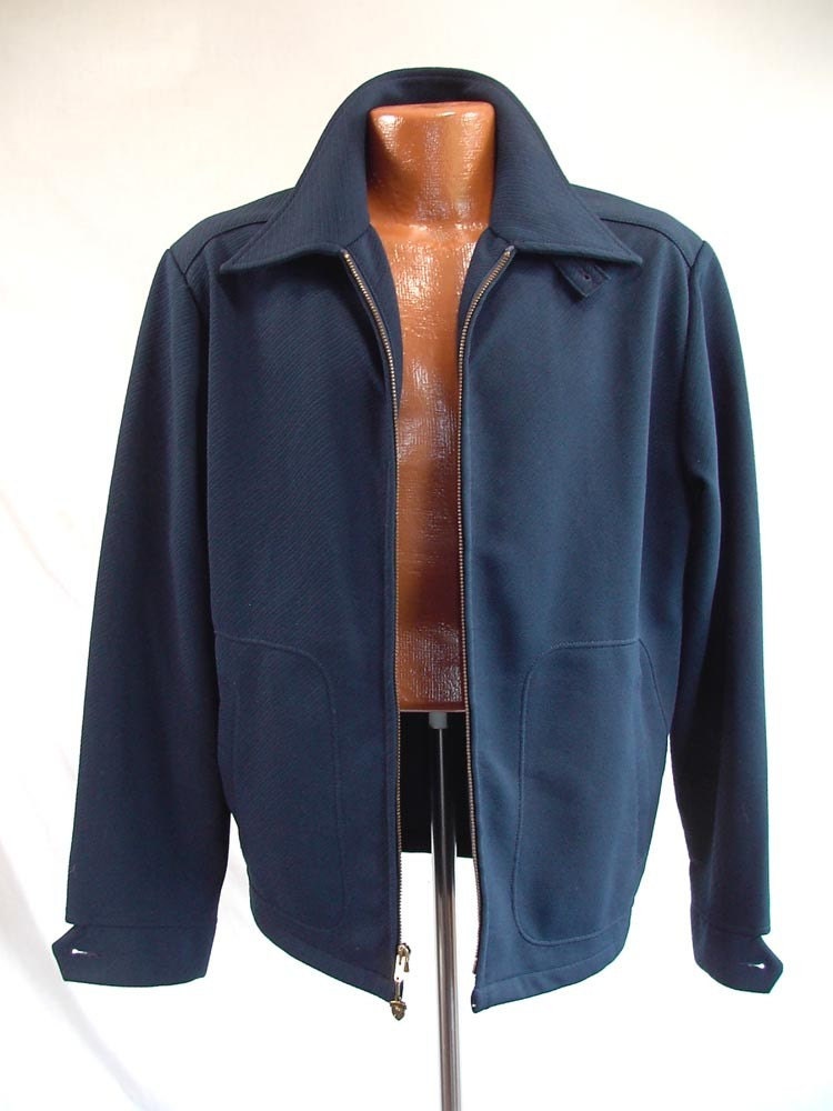 SALE 20%off CouponCode Vintage 50's 60's Work Jac Sport Jacket -McGregor Label 'Zepel' Treated -Navy Blue Diagonal Rib Texture Heavy Brass Metal Front Zipper