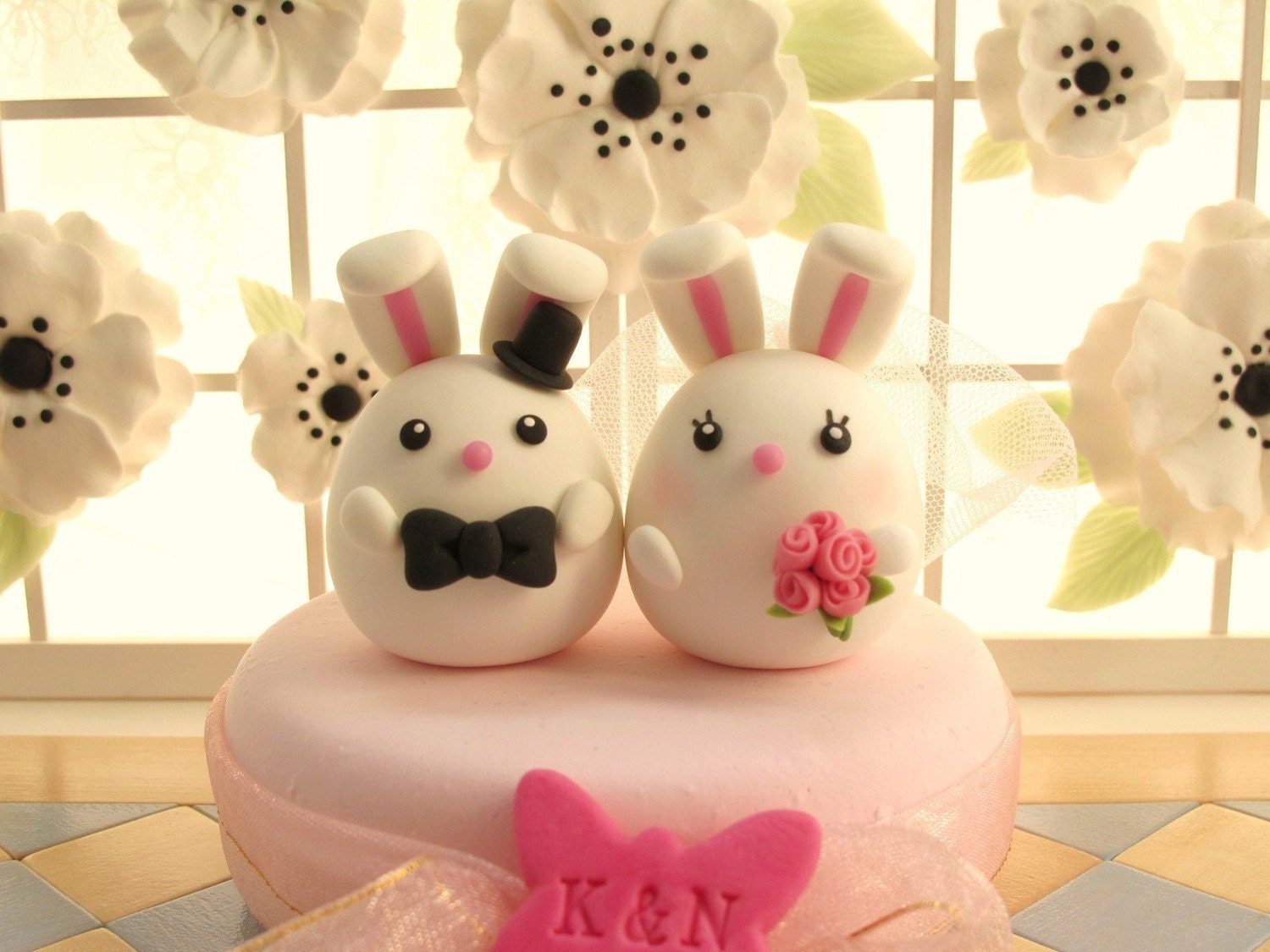 PROMOTION-------LOVE ANGELS Wedding Cake Topper-love rabbits
