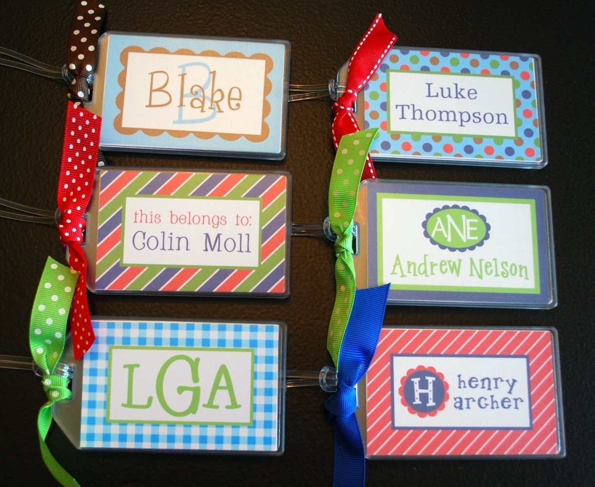 Boy Personalized Name / Monogram Bag Tag - Luggage, Backpack, Book Bag, Diaper Bag, etc - Design your own