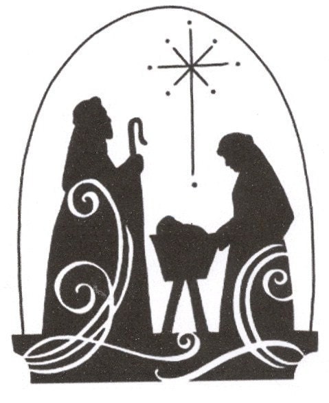 jesus on cross silhouette. Handmade Christmas Baby Jesus