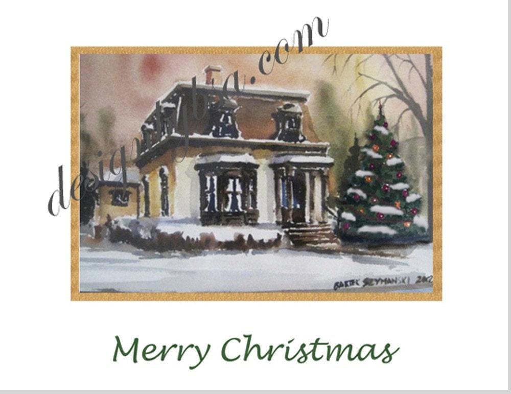 Custom Watercolor of Your House and Cards