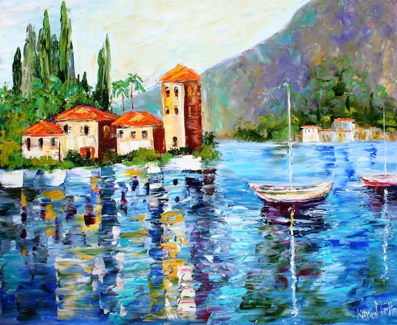 Karen Tarlton Original Oil Painting Lake Como Italy