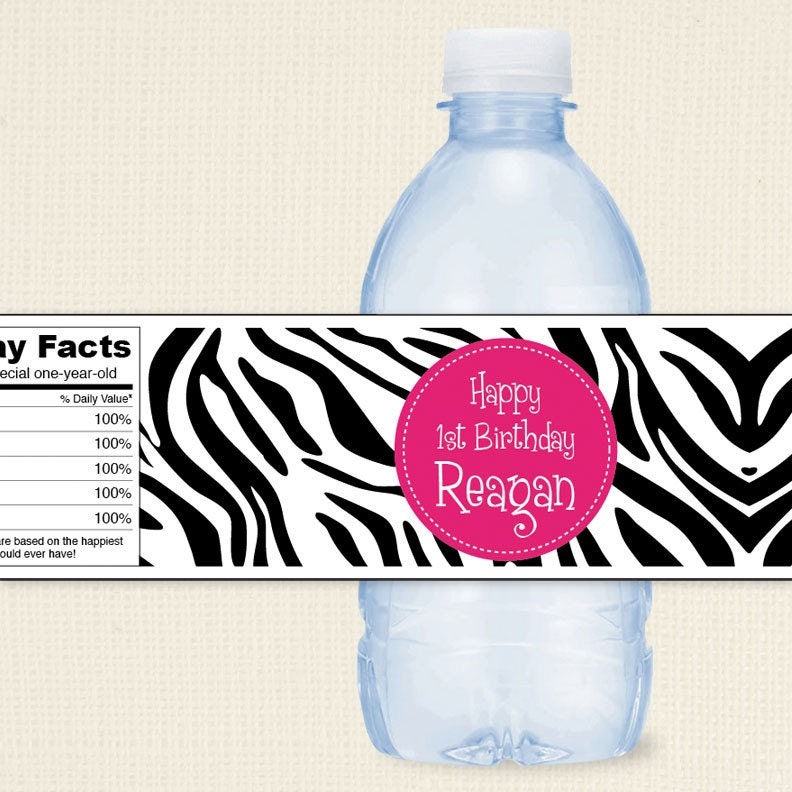 Zebra Water Bottle Label