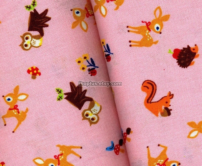 Fantastic Forest and Lovely Animals in Pink - By the Yard - EK-QS38102C