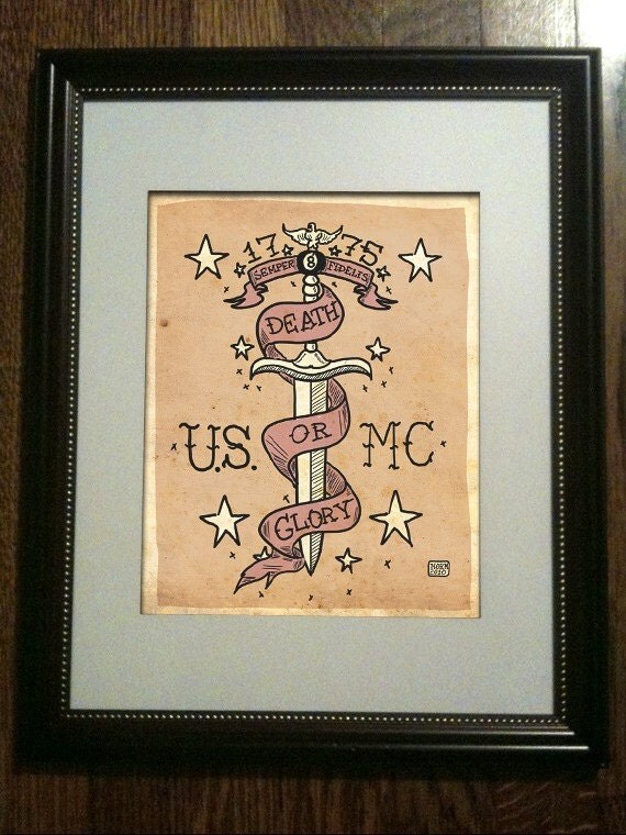 USMC TATTOO ART Limited Edition Print (UNFRAMED) 2/50. From Nito71