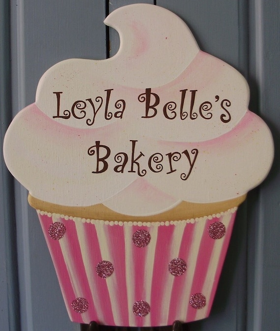 Cute Frosted Cupcake Wood Cutout Sign - Custom Personalized
