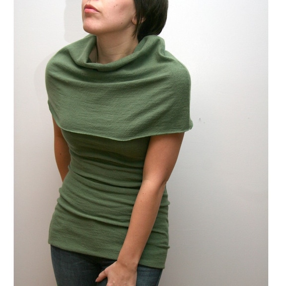 felted fine merino wool knit fold over capelet top - made to measure