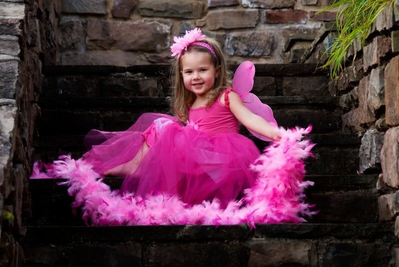 Princess Dress - Pink tulle and leotard fabric - RESERVED with Wings, Headband, Wand,