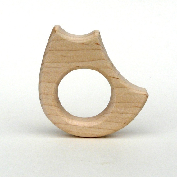 natural Owl Teething Toy - wooden teether for infants and toddlers