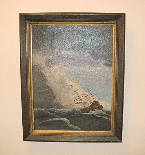 stormy sea ship. Painting Stormy Sea Signed