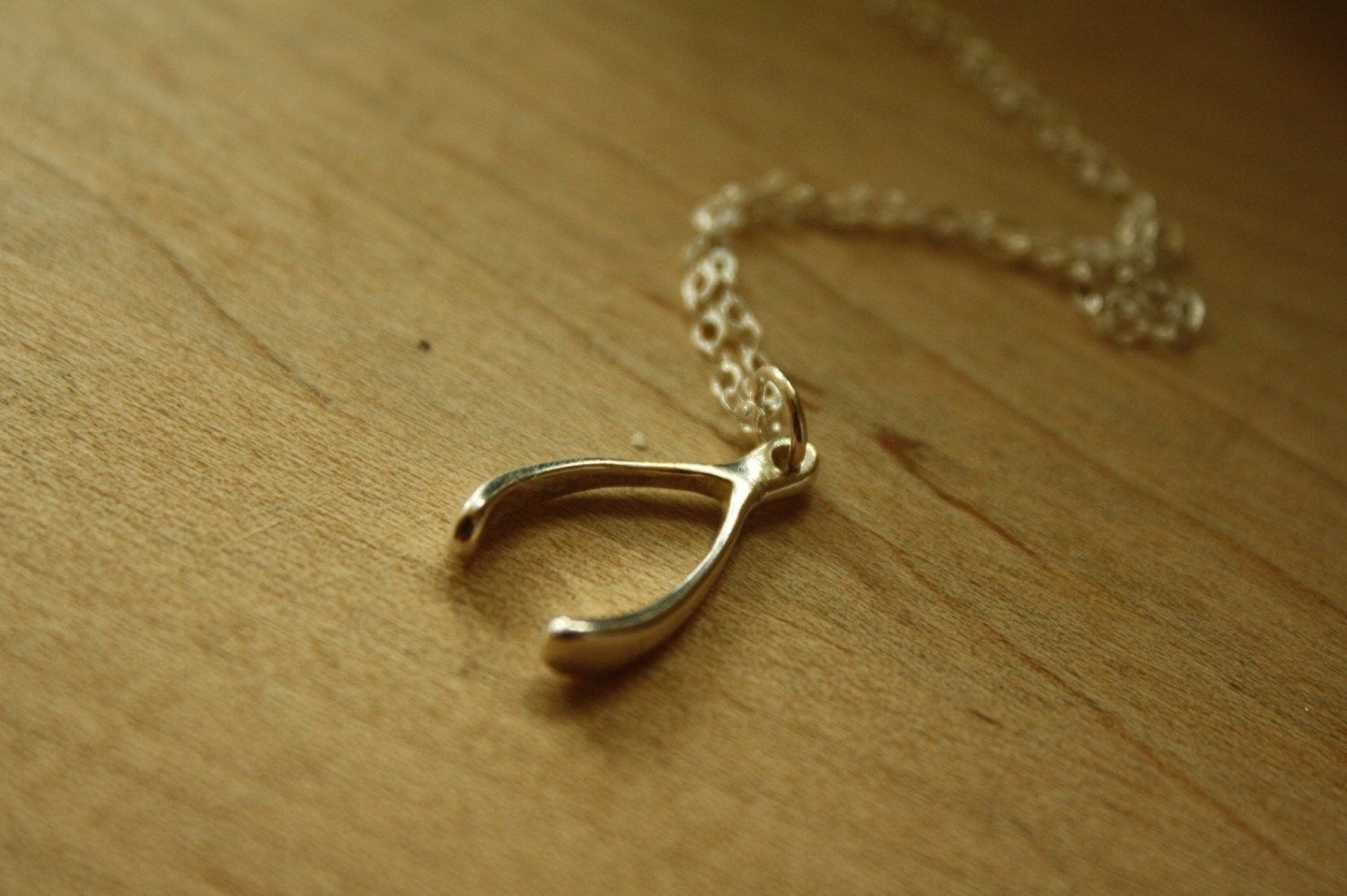 Simple Sterling Silver Wishbone Necklace