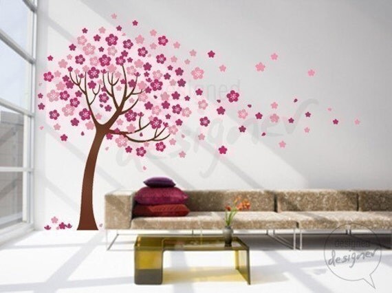 Removable Vinyl wall sticker decal Art - Trailing Cherry Blossom Tree - dd1012
