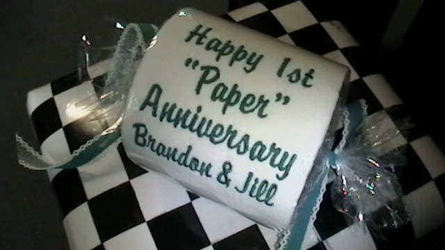 Happy 1st Paper Anniversary embroidered Toilet Paper gift