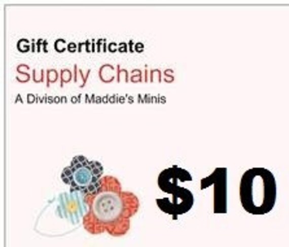 Supply Chains Gift Certificate - 10 Dollars - Buy One Get One Free (1/2 Value)