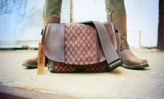 Pre-Order - New Design - Circles Tapestry and Leather DSLR Camera Bag