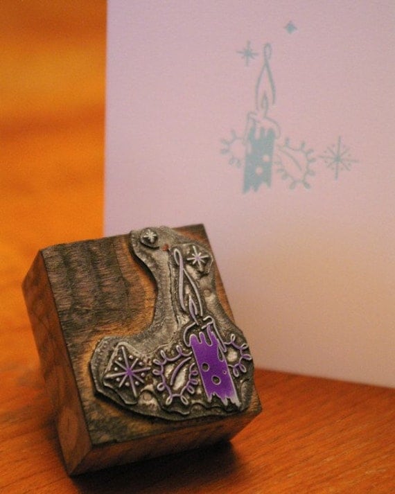 Holiday Note Card - Letterpress Candle