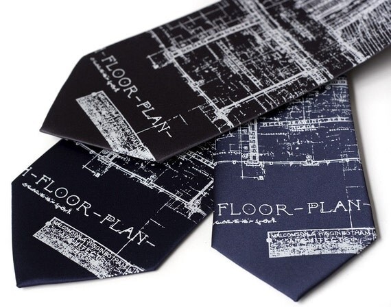 Cass Tech Detroit blueprint. Silkscreen microfiber tie.